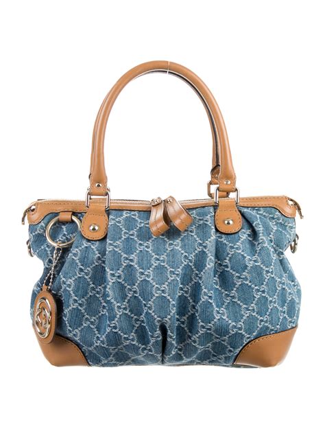 gucci blue denim handbag|Gucci blue denim bag.